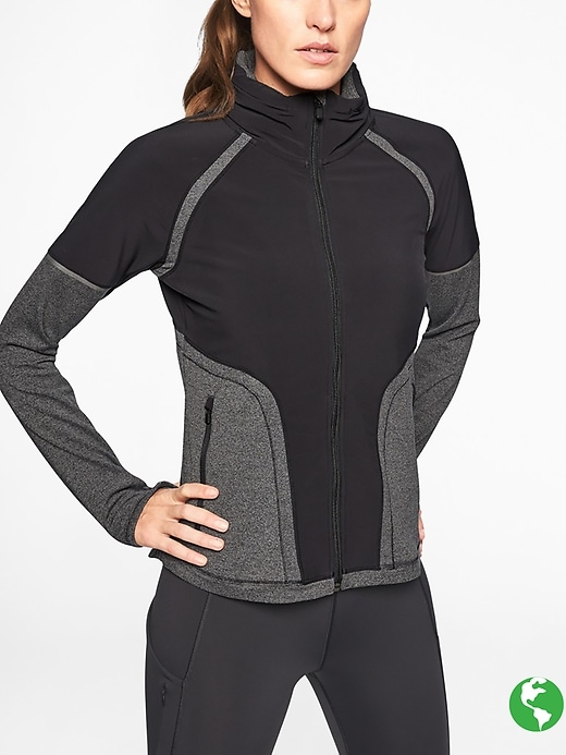 Athleta Jump Step Jacket Black/ Charcoal Heather Size XXS