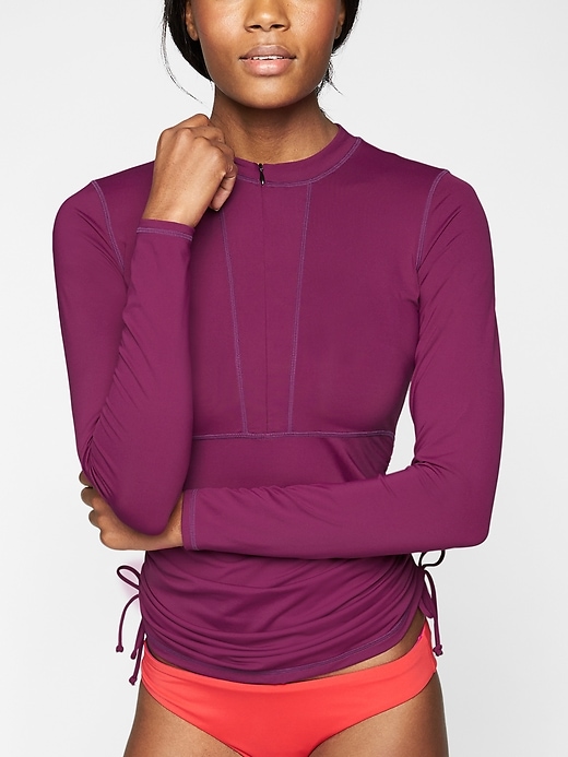 Athleta Ruched Rashguard Exotic Fuchsia