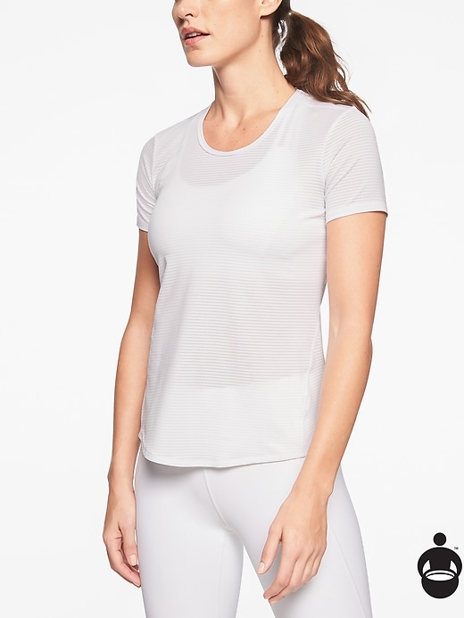 Athleta Shadow Stripe Chi Tee Bright White