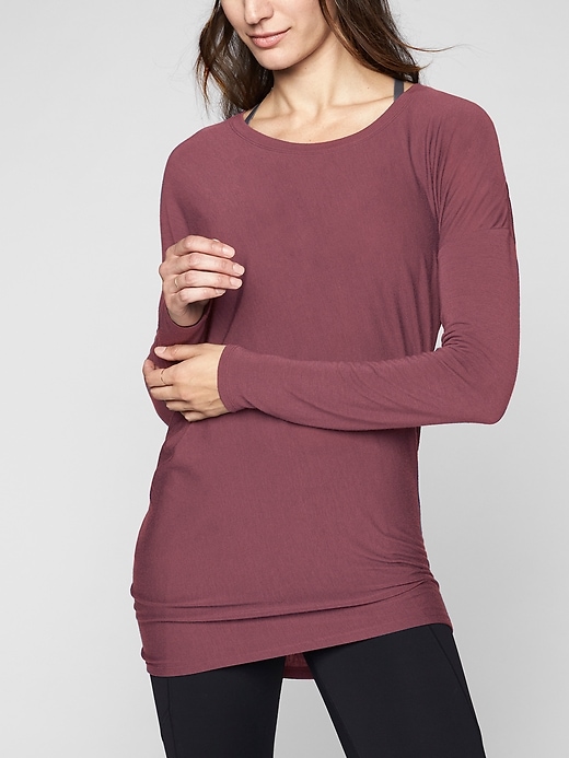 Athleta Threadlight Asym Relaxed Long Sleeve Crushed Berry