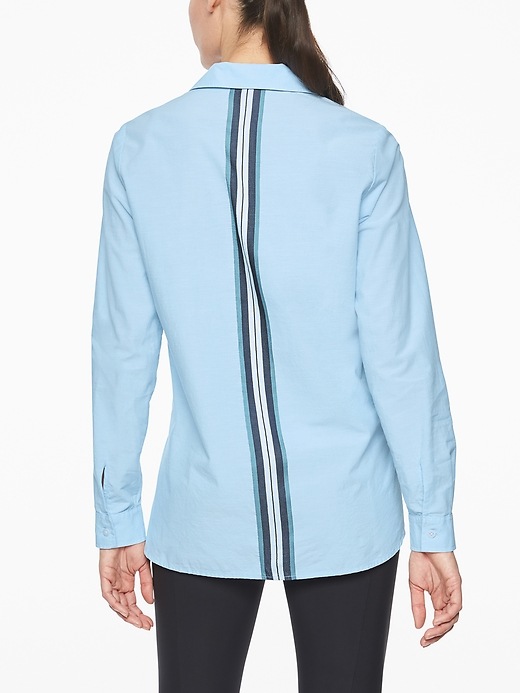 Athleta Marinwood Stripe Poplin Shirt Merry Peri