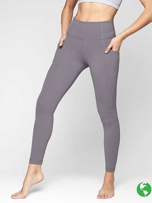 Athleta Stash Pocket Salutation Tights Silver Bells