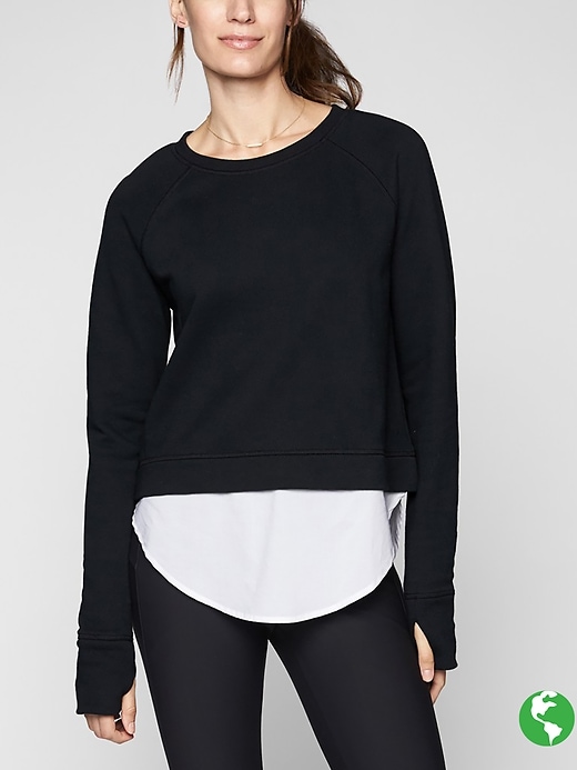 Athleta Roamer Sweatshirt Black/ Bright White