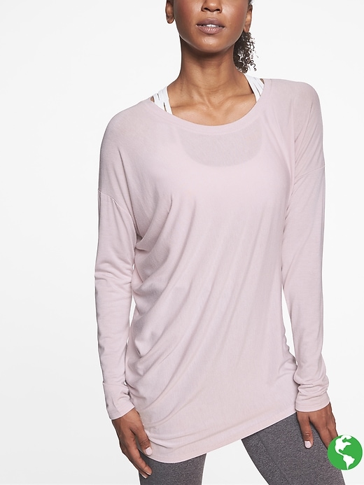 Athleta Threadlight Asym Relaxed Long Sleeve Soft Lilac