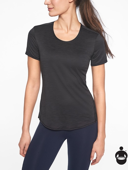 Athleta Shadow Stripe Chi Tee Black