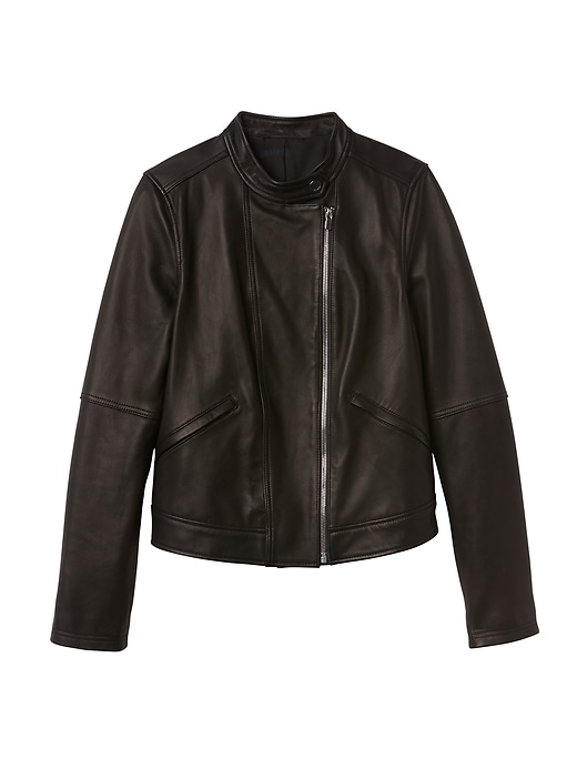 Athleta Leather Moto Jacket Black