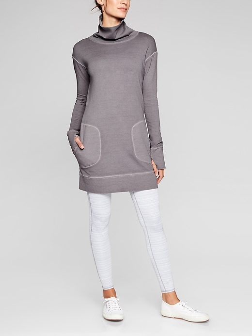 Image number 1 showing, Eco Wash Turtleneck Sweatshirt Dress
