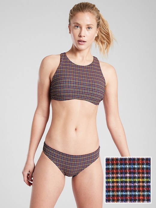 Athleta Seersucker High Neck Bikini Top