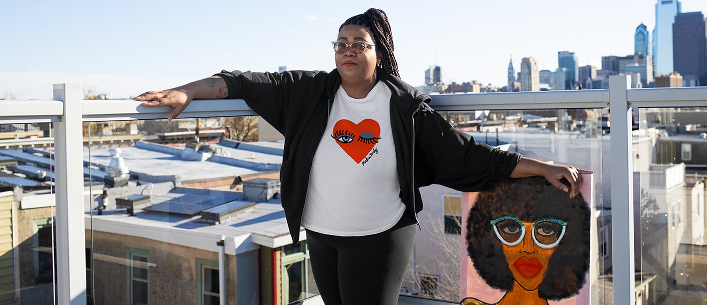 Kendra Dandy wearing your womens signature shirt