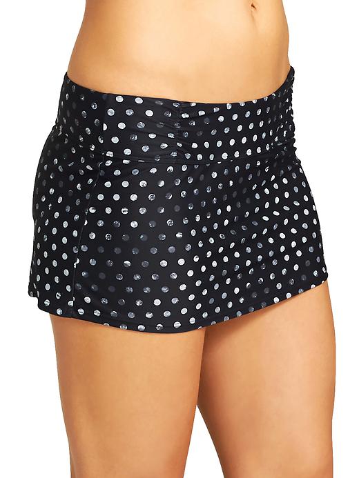 View large product image 1 of 2. Dot Shirred Band Swim Skirt
