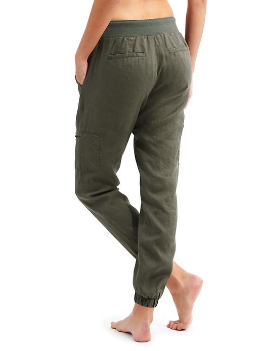 Green fashion linen joggers