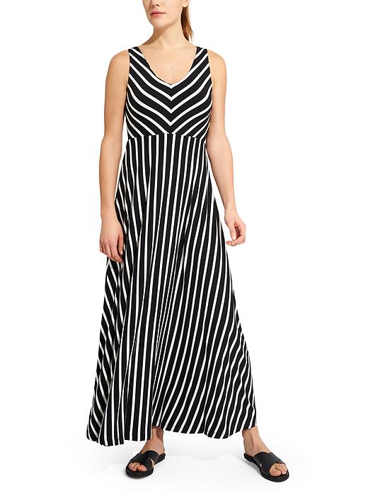 knee length dresses for ladies Mixed Stripes Halter Tank Maxi Dress Black / L