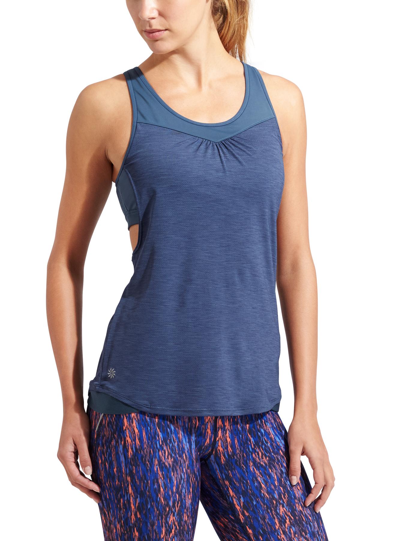 ATHLETA Supercharged Mesh Tank Top Size Small Purple Built In Bra Women’s