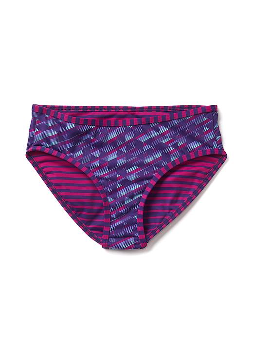 1 of 8 showing, with the color Crowning Achievement of product Athleta Girl Reversible Geo Stripe Bikini Bottom