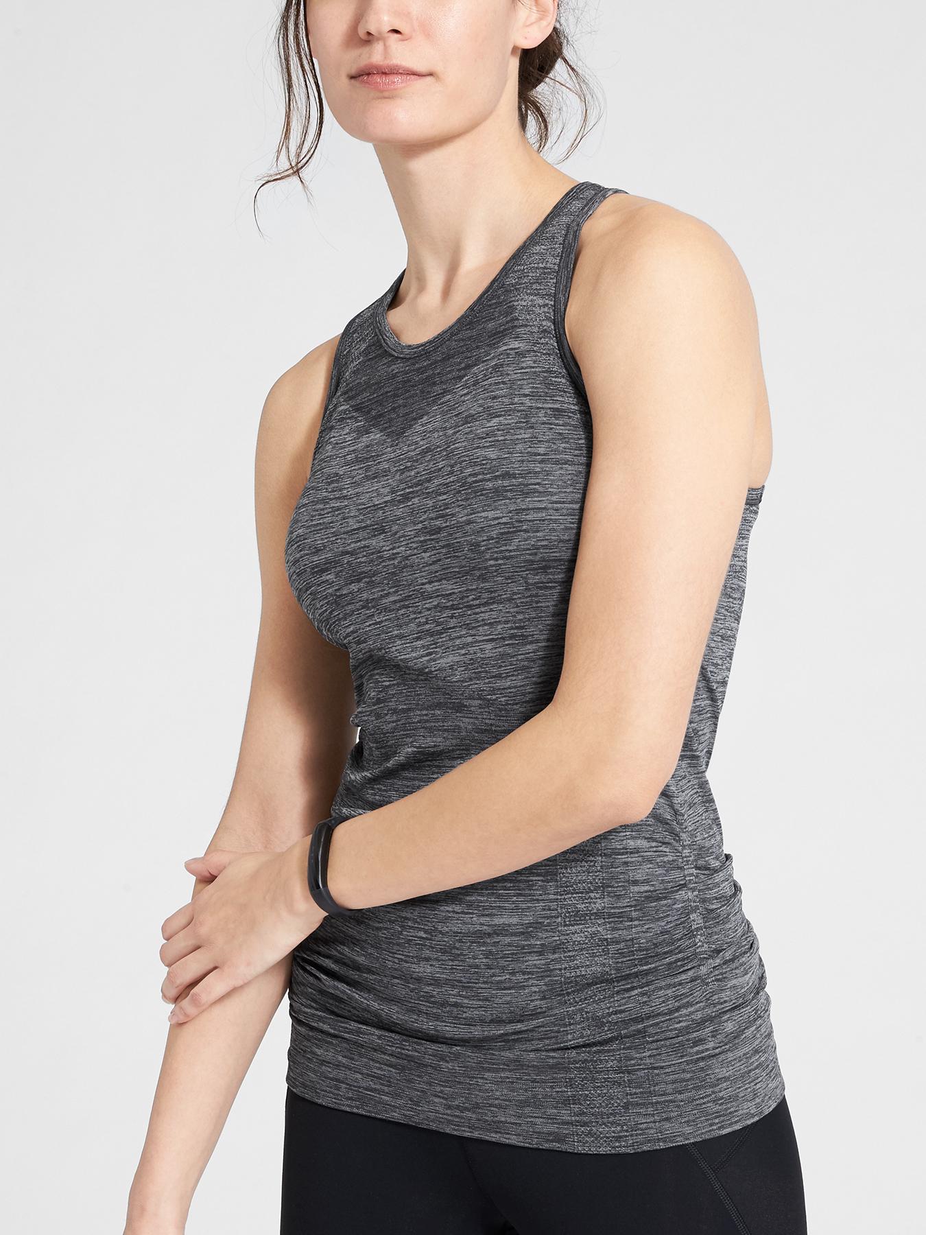 ATHLETA Finish Fast Racerback Tank Top Ruched Sides Sleeveless #591298 |  Gray M