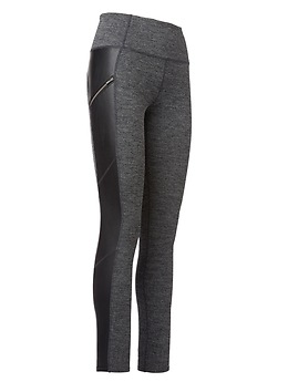 Athleta, Pants & Jumpsuits, Athleta Herringbone Luxe Metro Drifter  Legging Pockets Faux Leather Size M Gray