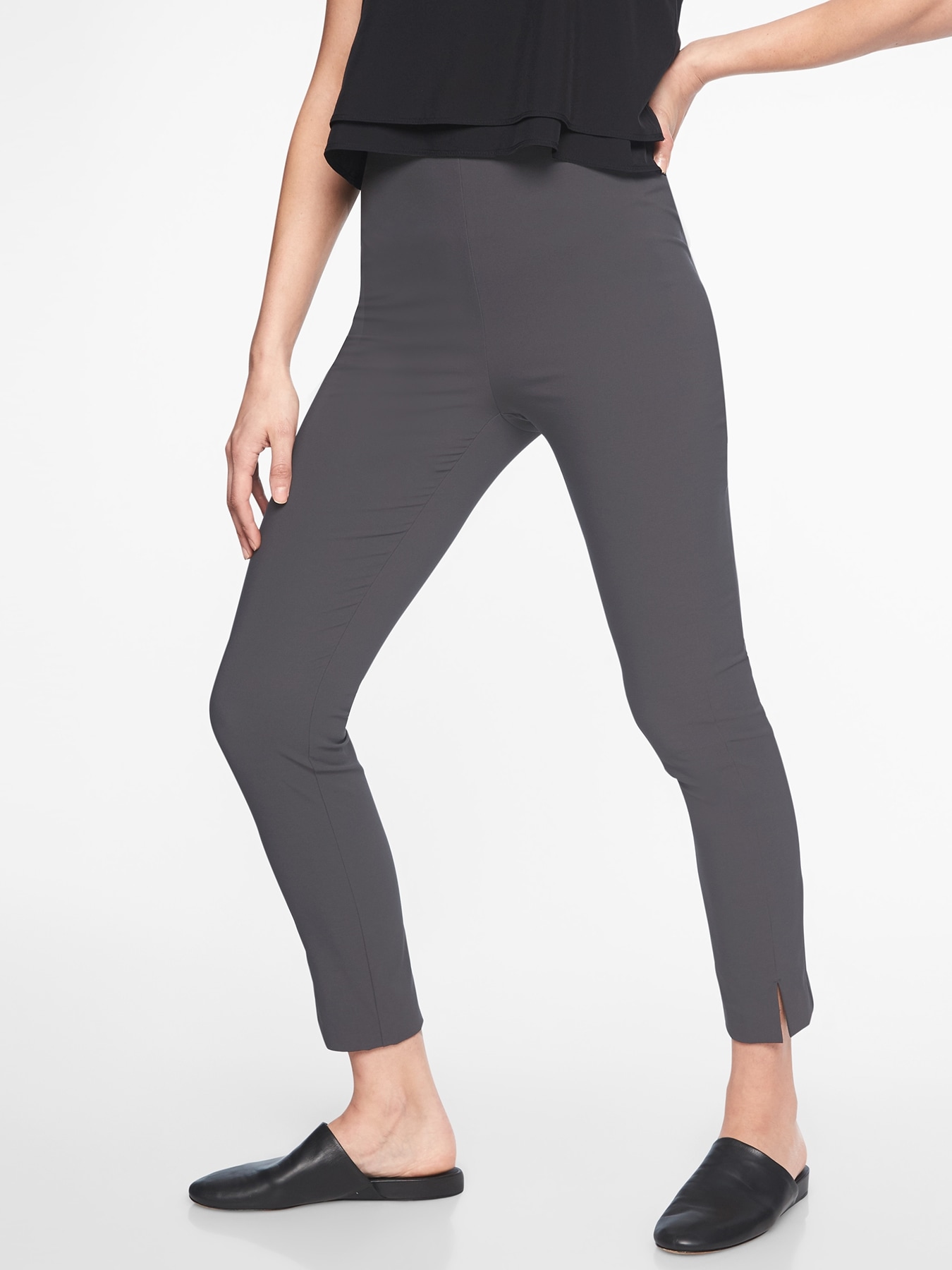 ATHLETA Gray Wander Slim High Rise Back Zip Pants {353450} Size 2