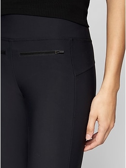 Athleta Womens Stellar Crop Pant Xtra Small XS Perforated Black Zip Pockets