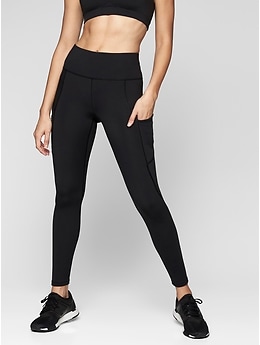 Athleta black & gray Sonar Tight Magnetic workout yoga sporty leggings,  Size M