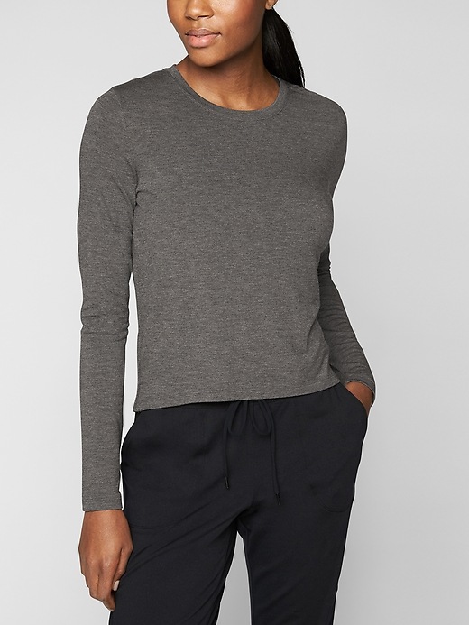 View large product image 1 of 3. Threadlight Relaxed Side Slit Long Sleeve