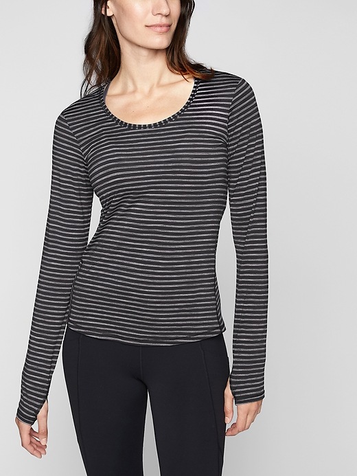 View large product image 1 of 3. Heather Stripe Chi Top