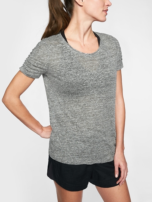 View large product image 1 of 1. Linen Ruched Tee