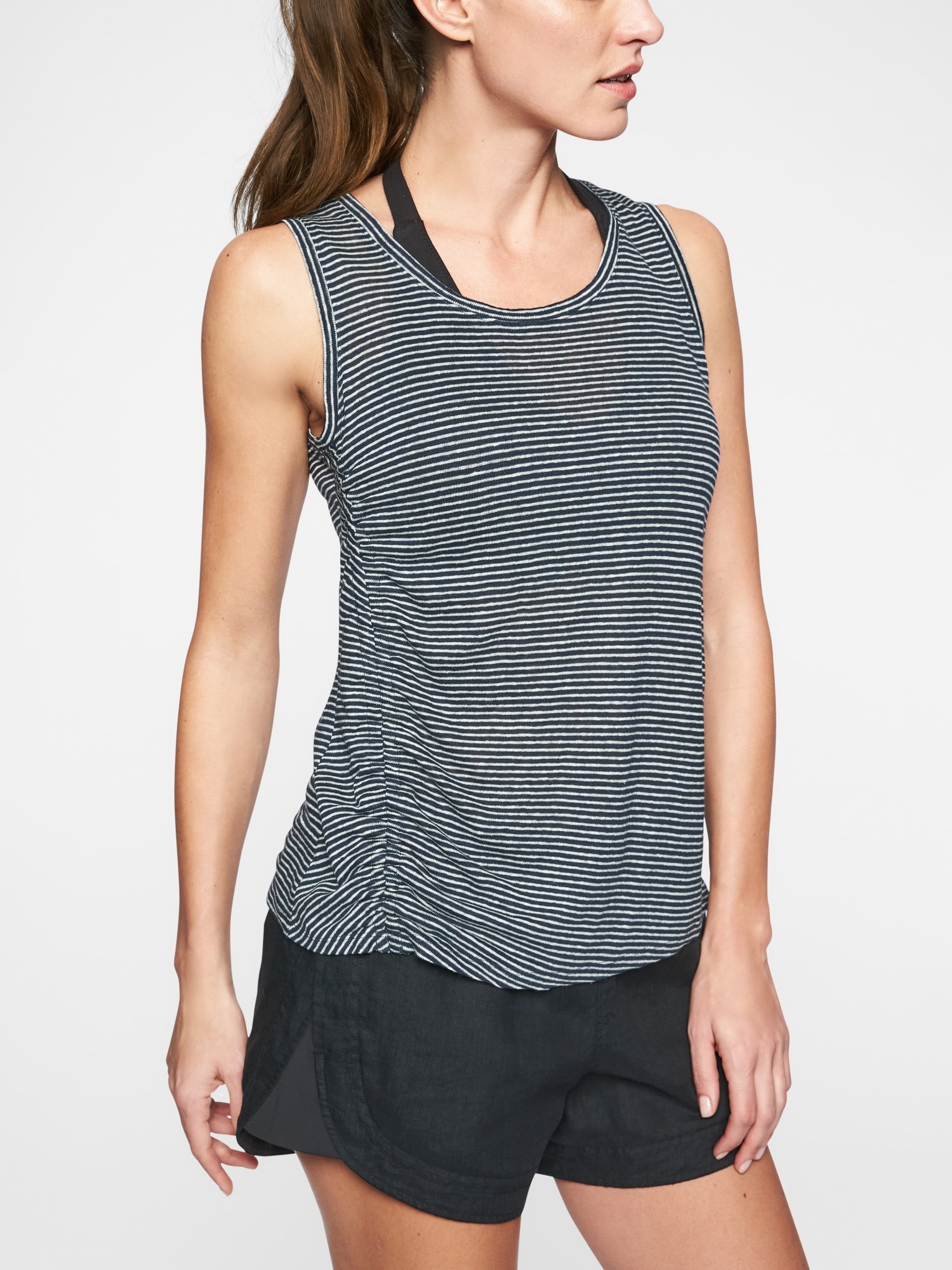 Linen Striped Ruched Tank Athleta