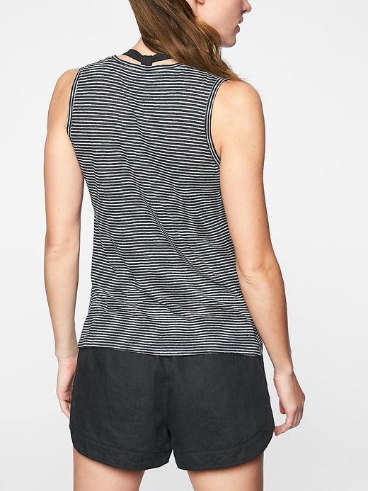 Image number 2 showing, Linen Striped Ruched Tank