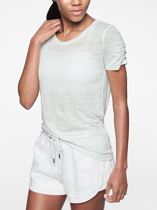 Image number 1 showing, Linen Ruched Tee