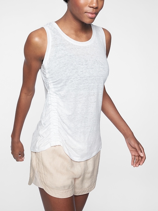View large product image 1 of 1. Linen Ruched Tank