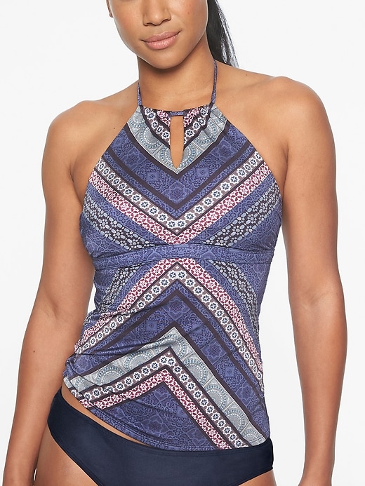 View large product image 1 of 3. Aqualuxe Print High Neck Keyhole Tankini Top