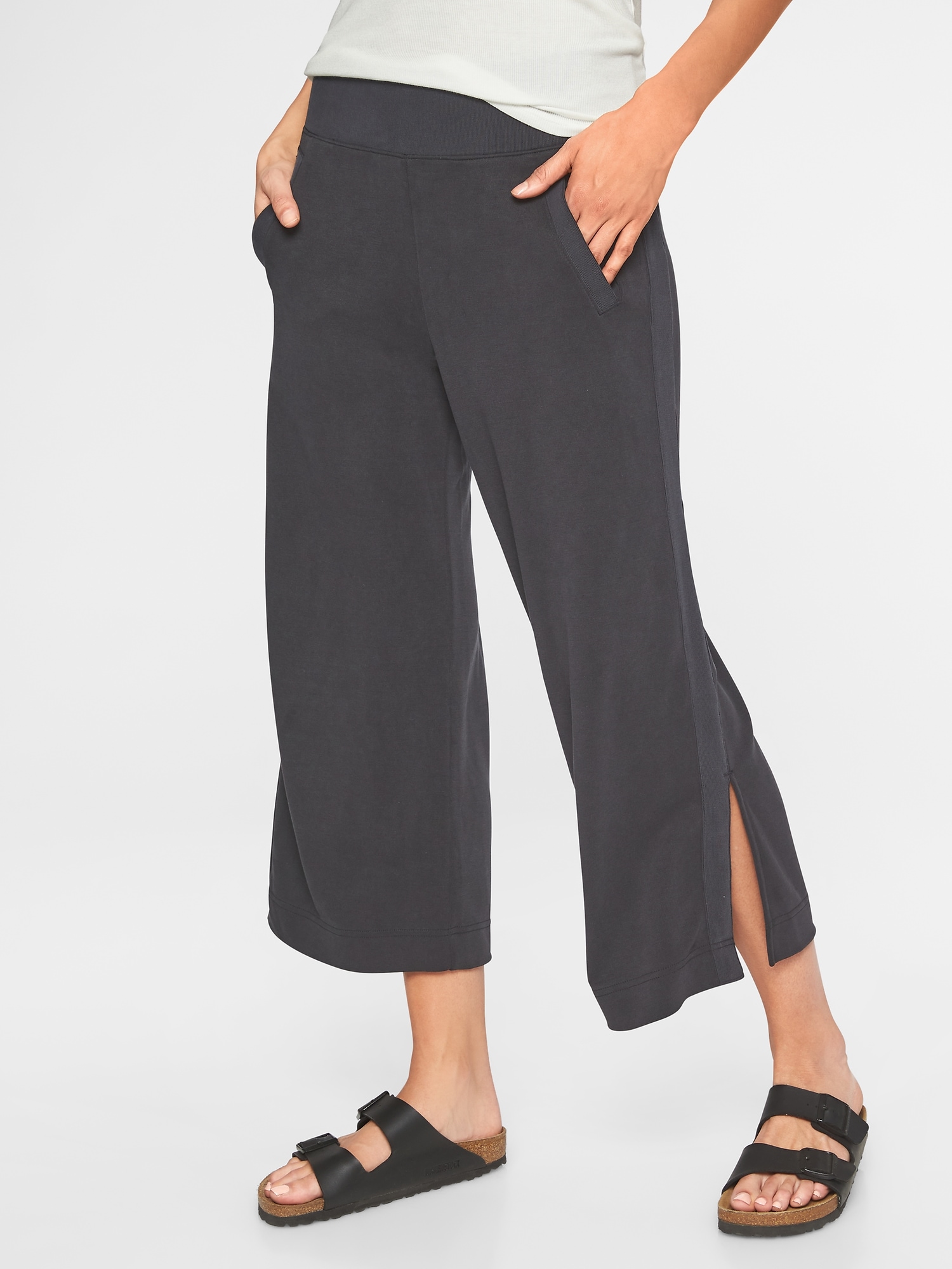 Athleta XL Studio Wide Leg Pant, Black Soft Relaxed Pull-on Pants