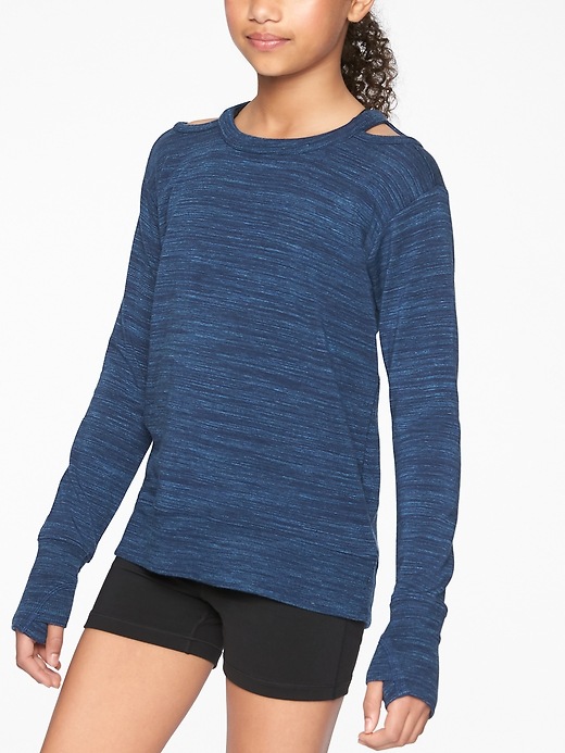 View large product image 1 of 2. Athleta Girl Cold Shoulder Sweatshirt