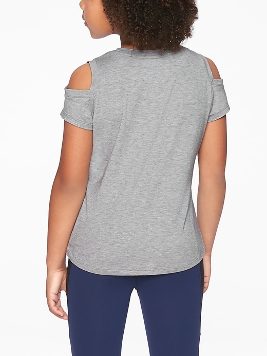 View large product image 2 of 3. Athleta Girl Cold Shoulder Tee