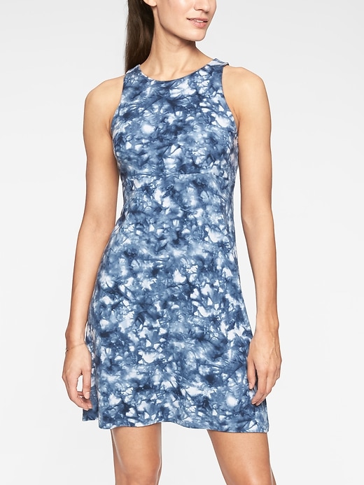 View large product image 1 of 1. Santorini Printed High Neck Dress