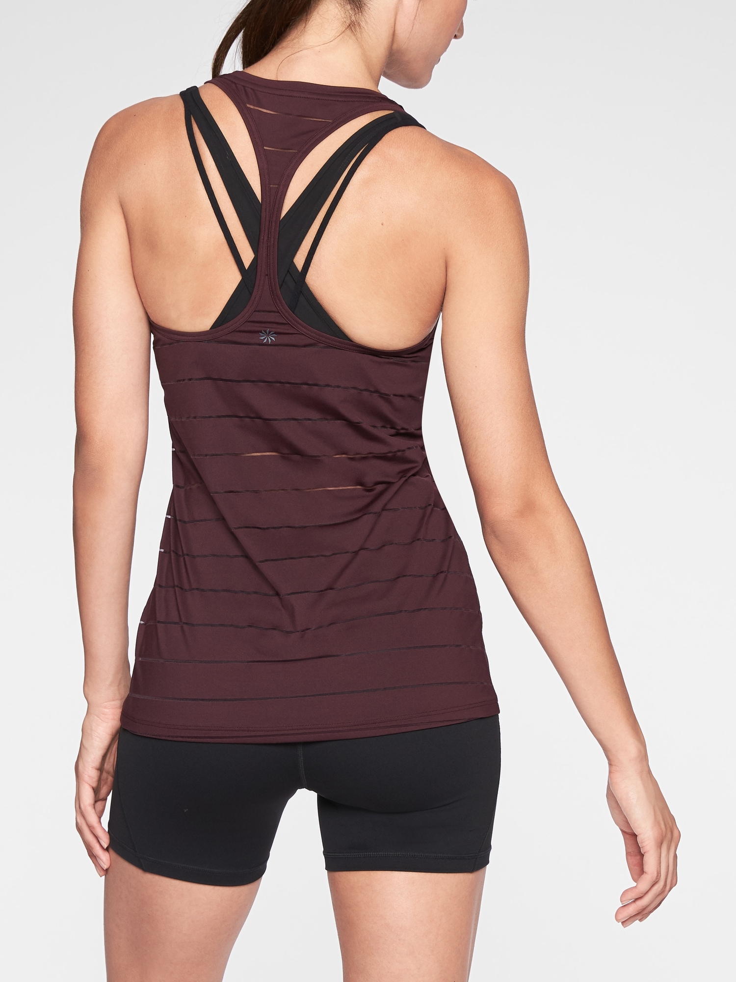 Stripe Mesh High Neck Chi Tank