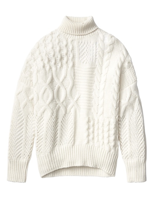 Image number 4 showing, Bedford Wool Cashmere Cable Turtleneck Sweater