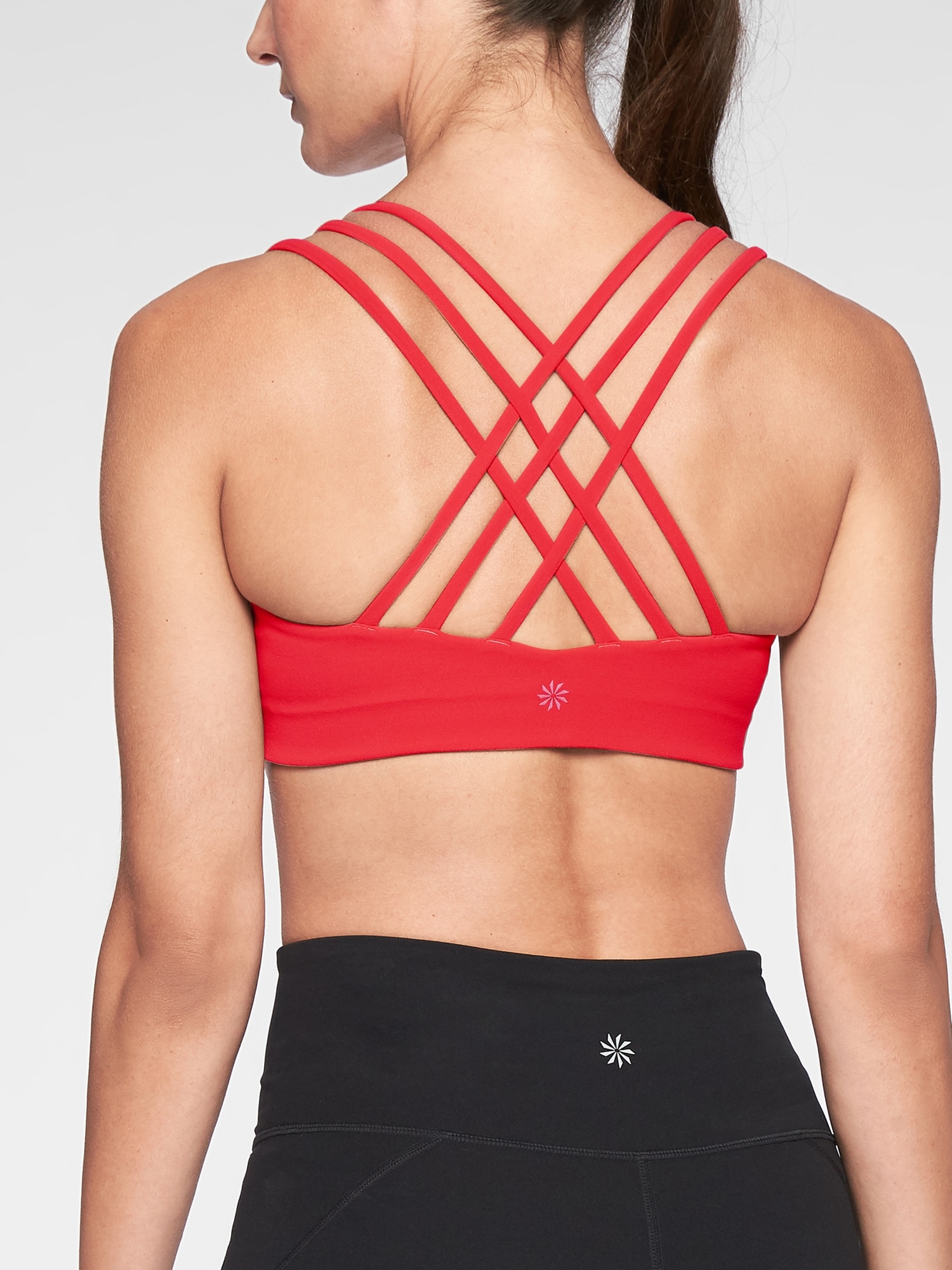 Athleta Intention Crop Top XS A-C Sports Bra Lychee Red Cutout Adjustable  Straps