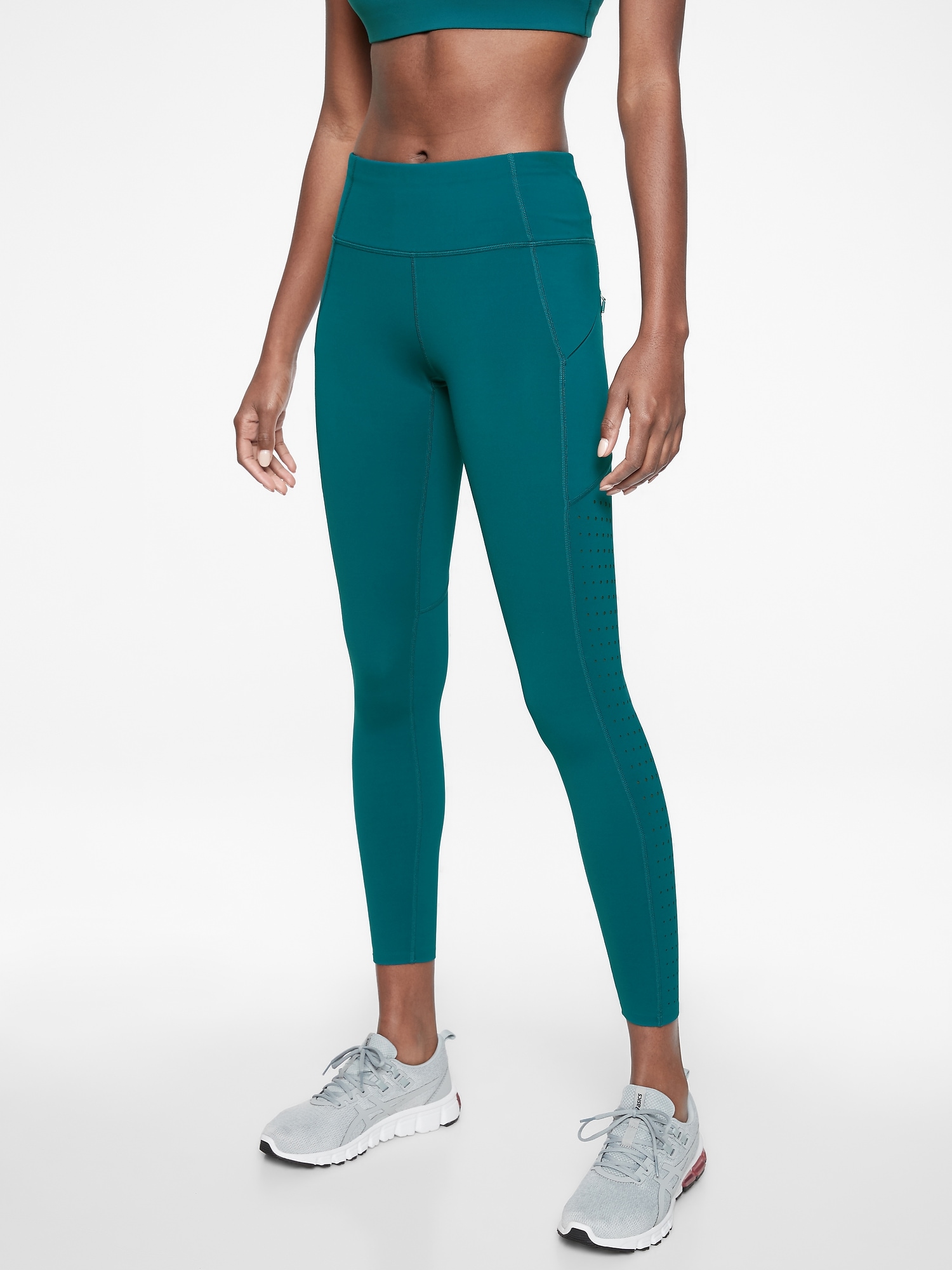 Athleta Oasis Contender 7/8 Tight Pants Womens Extra Small XS Teal Floral  Yoga