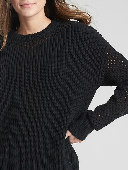Image number 3 showing, Mesh Volume Sleeve Sweater