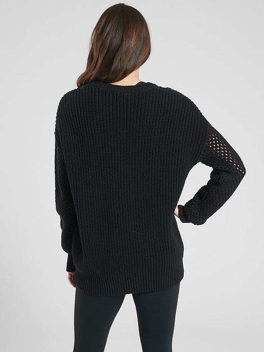 Image number 2 showing, Mesh Volume Sleeve Sweater