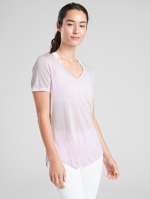 1 of 8 showing, with the color Simply Lilac of product Breezy Scoop V Tee