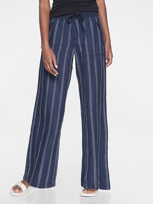 View large product image 1 of 1. Cabo Tide Linen Wide Leg Pant