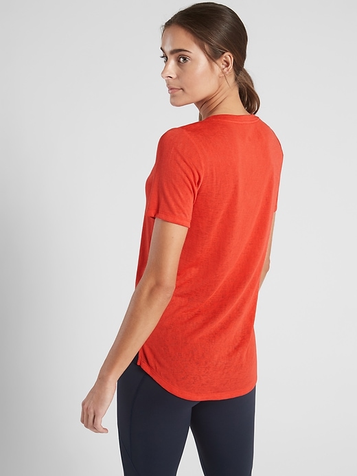 2 of 8 showing, with the color Torch Red of product Breezy Scoop V Tee