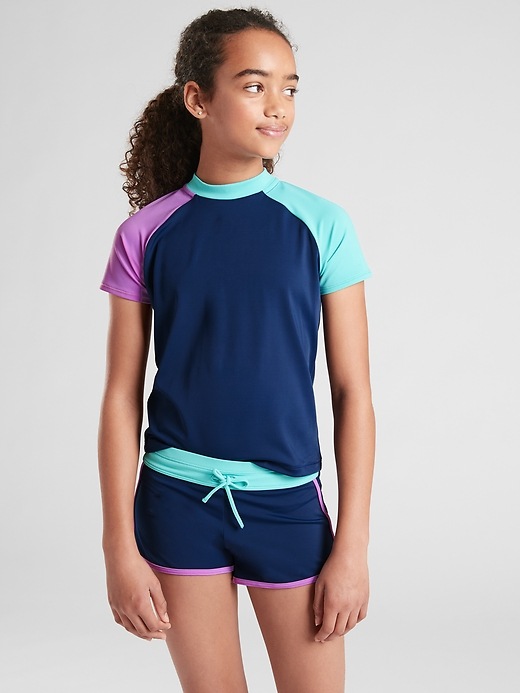 Image number 2 showing, Athleta Girl Colorblock Short Sleeve Rashguard