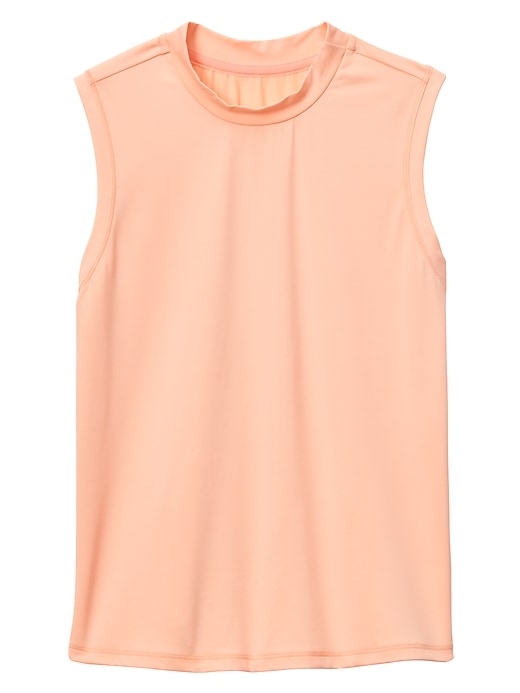 1 of 8 showing, with the color Energetic Peach of product Athleta Girl Overlap Sleeveless Rashguard