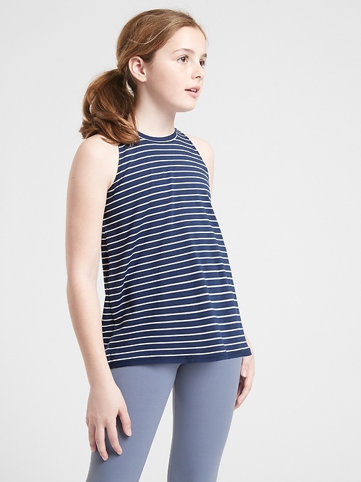 2 of 8 showing, with the color Navy Stripe of product Athleta Girl Ready Set Racerback Tank