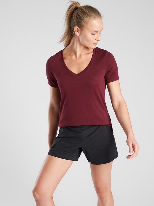 1 of 8 showing, with the color Dark Garnet of product Breezy Scoop V Tee