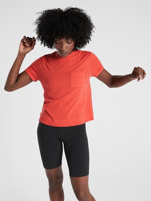 1 of 8 showing, with the color Torch Red of product Organic Daily Pocket Tee