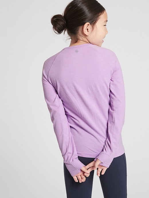 2 of 8 showing, with the color Gauzy Lilac Heather of product Athleta Girl Shimmer Power Up Top